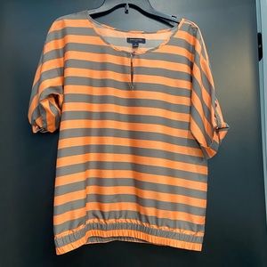 Banana Republic 100% polyester. Size Medium. Gray and Orange Stripes.